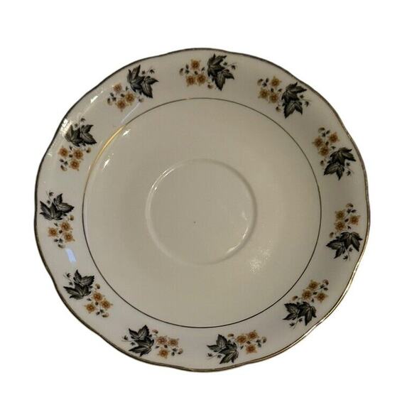 Cup & Saucer VTG Autumn Black Maple Leaves China Tree Marking Fall Coffee Tea - Picture 6 of 7